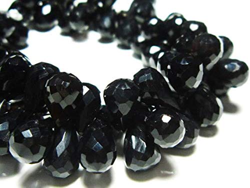 LKBEADS 319 quilates AAA, ónix negro facetado grandes gotas de lágrima, 20,32 cm de largo, piedras medidas, 10 x 8-13 x 7 mm, código HIGH-9090