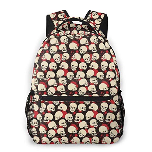 LNLN Mochila Casual para niñas Skull Seamless Laptop Backpack School Backpack for Men Women Lightweight Travel Casual Durable Daily Daypack College Student Rucksack 11 5in X 8in X 16in