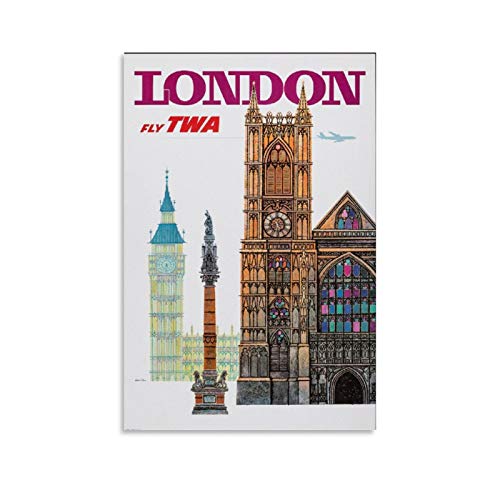 London Fly TWA Trans World Airlines C 1960 - Lienzo decorativo para pared (30 x 45 cm)