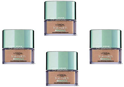 L'Oréal Paris Accord Parfait Minéral 4D/4W – Natural Dorado, lote de 4 unidades (4 x 10 g)