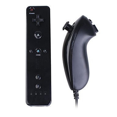 Mando y Nunchuk + Carcasa para Wii (Negro)