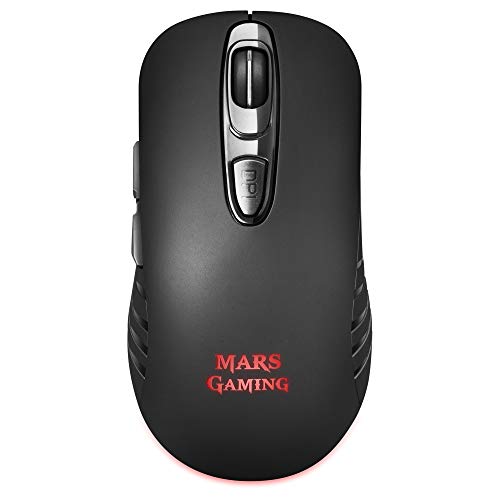 Mars Gaming MMW2, Ratón Gaming Inalámbrico, RGBFlow, 3200DPI, Soft-Touch, Negro