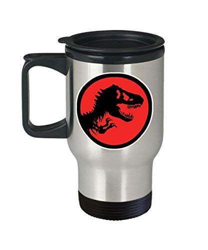 Maureen52Dorothy Taza de café con logotipo de T Rex Jurassic Park (viaje) de 396 ml, diseño de dinosaurios del parque jurásico, accesorios de regalo para camisas, calcomanía de arte