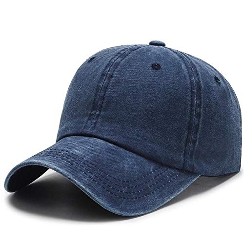 MAWA Nuevo Sombrero Unisex Gorra de béisbol de algodón Lavado Liso Hombres y Mujeres Gorra de Camionero Ajustable Informal al Aire Libre - Azul Marino, 54cm-62cm