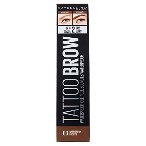 Maybelline New York, Tinte de Cejas Waterproof, Tattoo Brow, Warm Brown (03), Castaño, 5 g