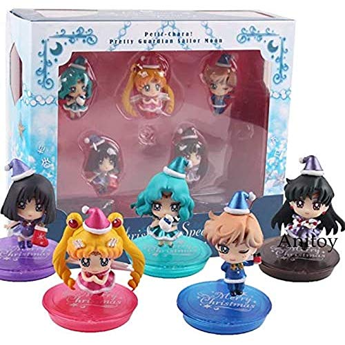 Mdlucz Sailor Moon Special Christmas Chibi USA Sailor Moon Saturno Urano Neptuno Pluto PVC Figura de Juguete 5pcs / Set