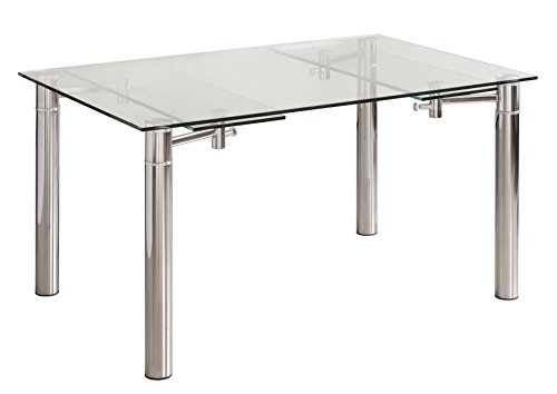 Mesa de Comedor CALVIA de Cristal Templado y Extensible 140x90 cm