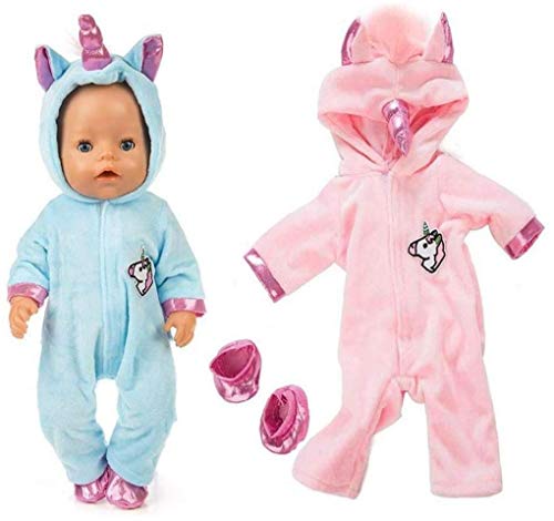 MICHAELA BLAKE Conjuntos Unicornio Mono Incluir Cielo Azul Y Rosado De La Muñeca Ropa 2 Pares Calzado para 43 Cm New Born Baby Dolls / 18 Pulgadas De Las Muñecas del Bebé