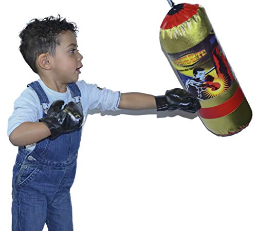 ML Set Juego DE Boxeo con Guantes Y Saco para NIÑOS Mayor DE 3 AÑOS Idea DE Regalo Verde (Dorado)