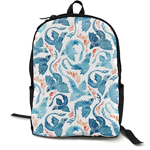 Mochila clásica, diseño de dragón en azul turquesa, bolsa de escuela casual de gran capacidad, para adolescentes, mujeres, hombres, viajes, senderismo