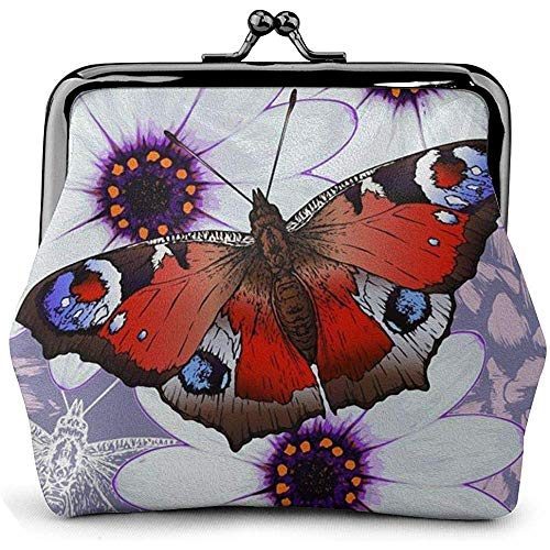 Monedero de Cuero de Mariposa Monedero Besos Cerradura Bolsa de Cambio Cierre de Cierre Vintage Hebilla Monedero Gift-H0-6M