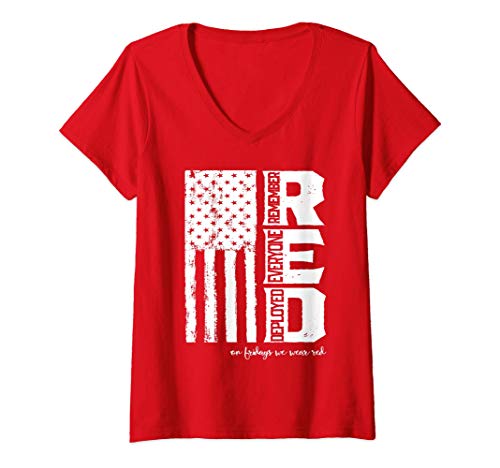 Mujer Recuerde Todos Desplegaron Camisa Bandera Red Friday Camiseta Cuello V