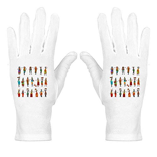 Mujeres LadyTotems Vestidos africanos Blanco Nylon Etiqueta Guantes Protección de la muñeca