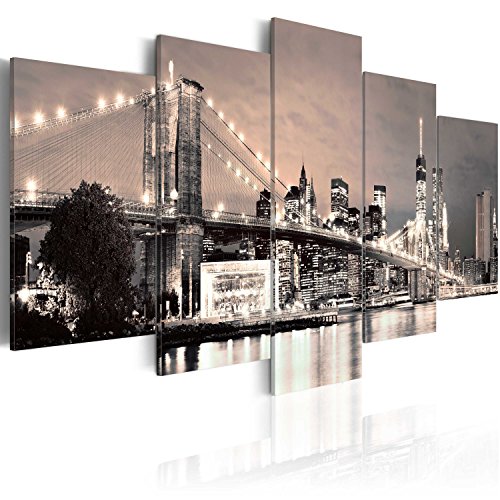 murando - Cuadro en Lienzo 225x112 cm New York Impresión de 5 Piezas Material Tejido no Tejido Impresión Artística Imagen Gráfica Decoracion de Pared Ciudad 030202-11