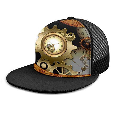 NA Gorra de béisbol Relojes oxidados de Steampunk Engranajes antiguos Tartán Gorras de béisbol planas Correa ajustable