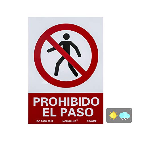 Normaluz RD40002 Señal Prohibido El Paso PVC Glasspack 0,7mm 21x30 cm, Rojo