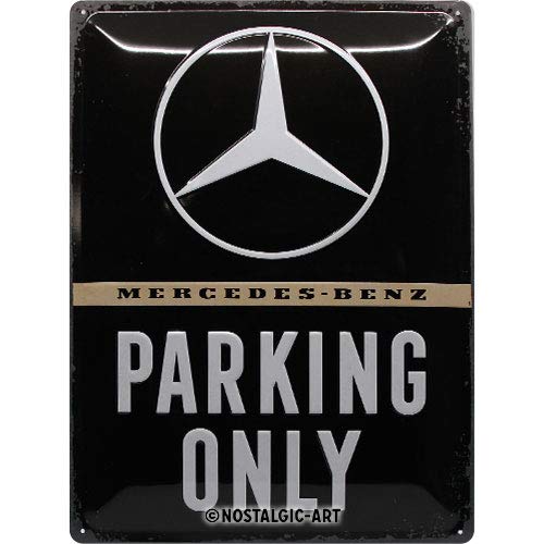 Nostalgic-Art Cartel de chapa retro Mercedes-Benz – Parking Only – Idea de regalo para los fans de los coches, metálico, Diseño vintage, 30 x 40 cm