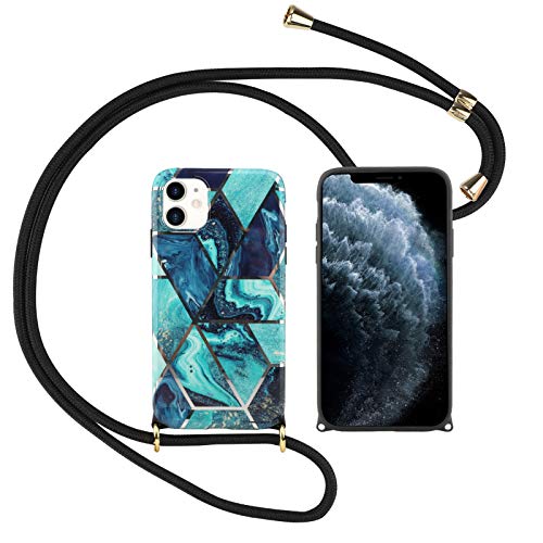 Oihxse Funda con Cuerda Compatible con iPhone XS MAX Carcasa Silicona TPU Suave Brillante Mármol Dibujos Diseño Anti-Choque Anti-Rasguños Case Cover con Correa Colgante Ajustable,A2