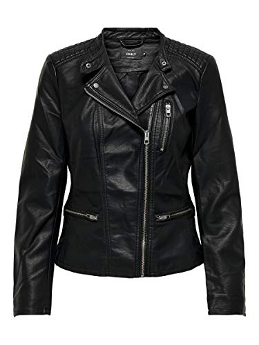 Only onlFREYA Faux Leather Biker OTW Noos Chaqueta, Negro (Black), 34 para Mujer