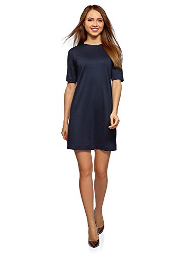 oodji Collection Mujer Vestido Recto de Punto sin Etiqueta, Azul, ES 38 / S