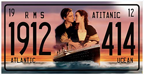 OPO 10 - Placa Decorativa de Metal de la película Titanic con Leonard Di Caprio y Kate Winslet - Tamaño 30x15 cms
