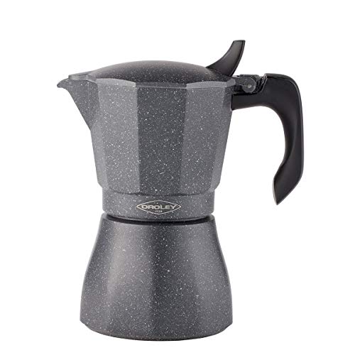 Oroley - Cafetera Italiana Petra | Base de Acero Inoxidable | 6 Tazas | Cafetera Inducción, Vitrocerámica, Fuego y Gas | Estilo Tradicional