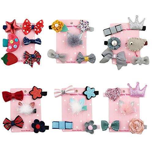 Outtybrave Pack De 32 Piezas Bebe Niña Multicolor Clips Pelo Niña,Flor Arco Lazos para el Pelo para Niñas Bebé Adolescentes