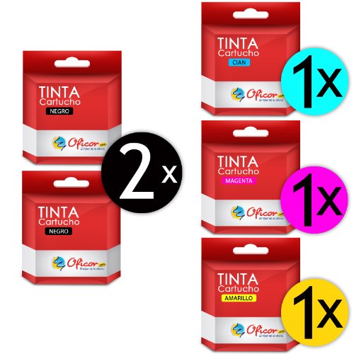 Pack de 5 cartuchos de tinta Oficor T0611 / T0612 / T0613 / T0614 genéricos compatibles con impresoras Epson D68, D68 Photo Edition, D88, D88 Photo Edition, D88 Plus, DX3800, DX3850, DX3850 Plus, DX4200, DX4250, DX4800, DX4850, DX4850 Plus T0615 DX-4200 D