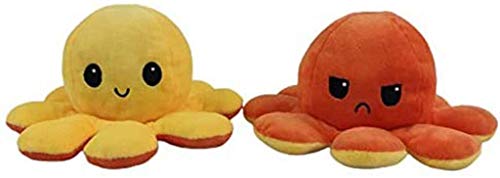 Pandiui23 Peluche de Pulpo Reversible, Bonitos Juguetes de Peluche muñeco de Doble Cara el Pulpo Reversible Original de Felpa Bonitos Juguetes de Peluche Niños (Naranja)