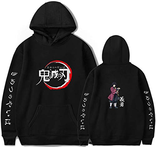 PANOZON Sudadera Hombre Demon Slayer Impresión de Espada Mata-Demonios Hoodie de Anime con Capucha (S, A-Negro 67-1)