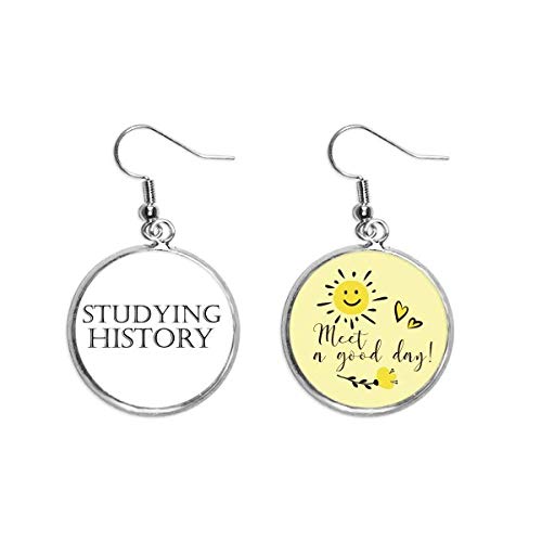 Pendientes de moda con frase corta para estudiar historia, gota de sol, flor