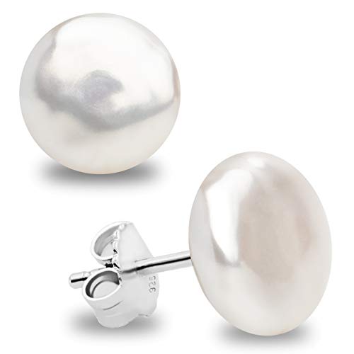 Pendientes de Mujer de Perlas Cultivadas de Agua Dulce tipo Moneda SECRET & YOU - Plata de ley de 925 milésimas - Disponibles en 11-12 mm,12-13 mm y 13-14 mm