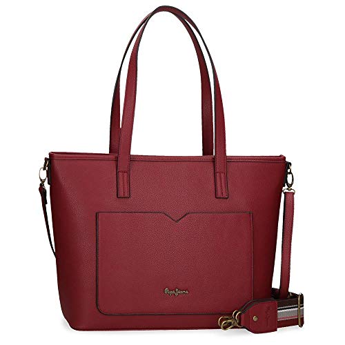 Pepe Jeans India Bolso Shopper Rojo 42x28x15 cms Piel Sintética