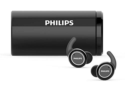Philips In Ear Sport ST702BK/00 True Wireless Sports (Bluetooth, 18 Horas de autonomía, función de autolimpieza UV, Impermeables, Resistentes al Sudor), Color Negro, One Size