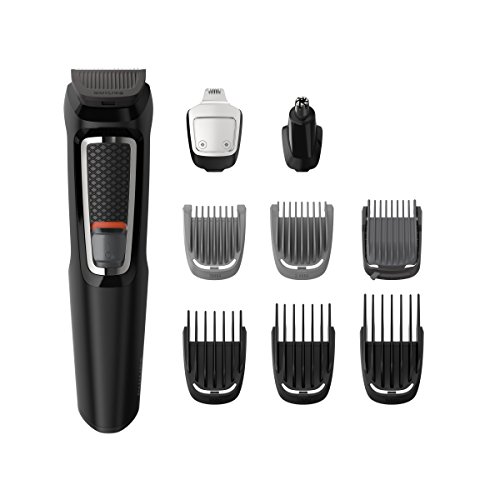 Philips MG3740/15 Recortadora 9 en 1 Maquina recortadora de barba y Cortapelos para hombre cara y cabeza, accesorios para nariz y orejas, 60 minutos de autonomía, Negro