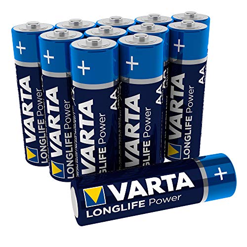 Pila Varta Longlife Power AA Mignon LR06 (paquete de 12 unidades), pila alcalina - «Made in Germany» - Ideal para juguetes, linternas, mandos y otros aparatos que funcionan con pilas, azul