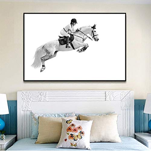 Pintura Decorativa Lienzo，Impresión De Lienzo De Pared Pintura Arte - Creativo El Arte Abstracto Posters - Carreras De Caballos Caballo Blanco Animales Pintura En Tela - Salón Inicio Decoración De Pa