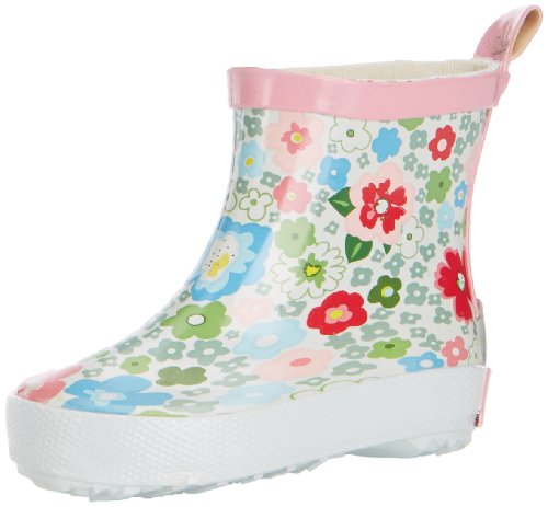 Playshoes Bota de Agua Patrón Floral, Botas de Goma de Caucho Natural Niñas, Multicolor (Weiss 1), 26 EU