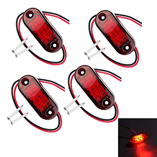 PolarLander 4pcs 24v 12v Ámbar LED Luces de posición Laterales Luz de posición Lateral Luz de posición de luz para remolques Camiones Rojo