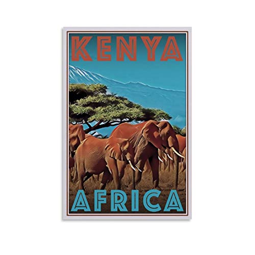 Póster vintage de Kenia para viajes, pintura decorativa, lienzo de pared, para sala de estar, dormitorio, 30 x 45 cm