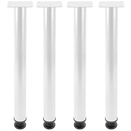 PrimeMatik - Pies Redondos para Mesa y Mueble. Patas en Acero Blancas de 72-75 cm 4-Pack