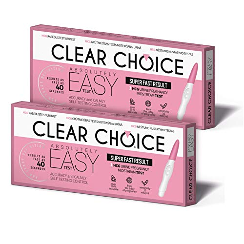 Prueba de embarazo HCG Clear Choice Easy (2 cajas de 1 unidad), prueba de orina, inyección de tinta, 10 miu/ml