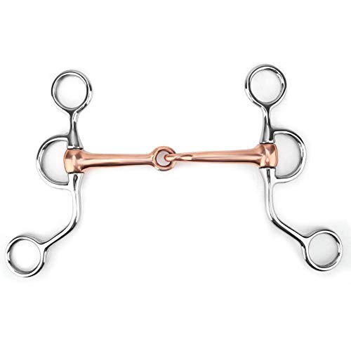 Pssopp Caballo Snaffle Chew bit de Entrenamiento de Acero Inoxidable Cobre articulado Mes Snaffle bit Enlace francés Anillo Suelto Cobre Snaffle Racing Accesorio