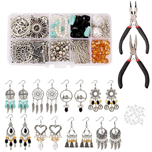 Queta 100 unidades Juego de pendientes DIY Accesoriosde plata para la pulsera collar pendientes tobilleras