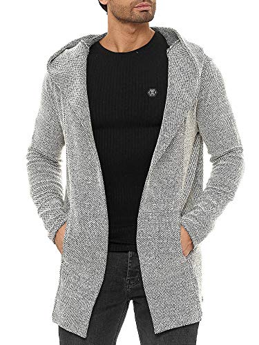 Redbridge Cardigan con Capucha para Hombre Sudadera Corte Largo Capote Beige L