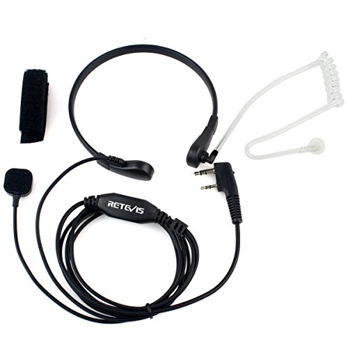 Retevis Auricular con Micrófono Laringófono Dedo PTT Pinganillo Compatible con Walkie Talkie RT24 RT5R RT622 RT27 RT46 RT617 RT618 RT619 Baofeng BF-888S UV-5R Kenwood WOUXUN TYT (1 Pcs)