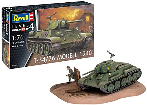 Revell 03294 T-34/76 Modelo 1940 - Maqueta de Barco avanzado sin Pintar