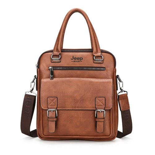 RSZHHL maletín Jeep buluo Famoso diseño Nuevo Bolso de maletín Masculino Bolsos para Hombres de Negocios Bolso de Mensajero de Moda 14 Bolso portátil Bolsa 8001 China Vertical Marrón