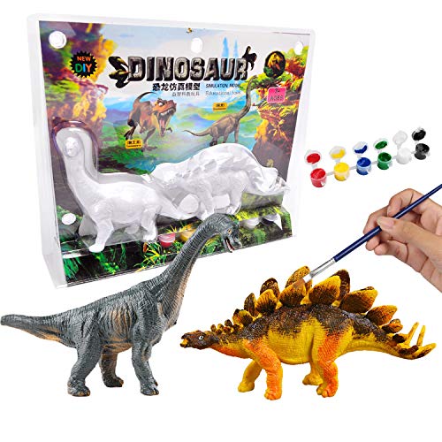 Sailfish Decora Tus propias Figuras de Dinosaurios DIY Dinosaur Arts Crafts Pintura 3D Dinosaurios Juguetes para niños (Brachiosaurus + Stegosaurus)