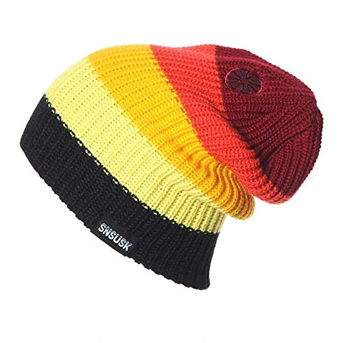 SANKANG Marca de fábrica Famosa Hombres Mujeres Esquí Invierno Caliente Casquillo del cráneo de Tejer Patinaje esquí Sombrero Gorros Cuello Alto Cap Snowboard (Color : Red)